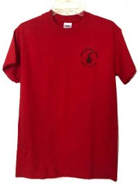 front of red Tshirt
