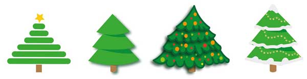 illustration of 4 christmas trees