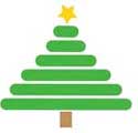 Illustration of Christmas tree with star on top.