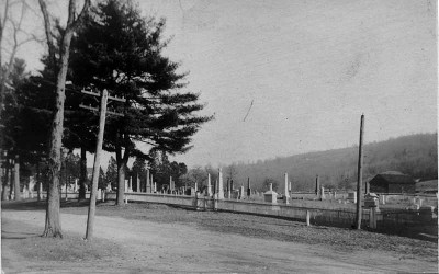 North Canton cemetery. Old black and white photo of North Canton cemetery.